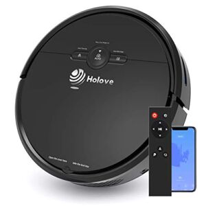Robot Vacuum Cleaner and Dry Mopping Sweeper, Slim Holove D2 WiFi 1800PA Strong Suction with Automatic Self-Charging, Robotic Vacuum Cleaner for Pet Hair, Hard Floor and Low Pile Carpet