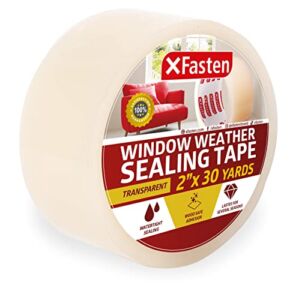 XFasten Transparent Window Weather Sealing Tape, 2-Inch x 30 Yards, Clear Window Draft Isolation Sealing Film Tape, No Residue