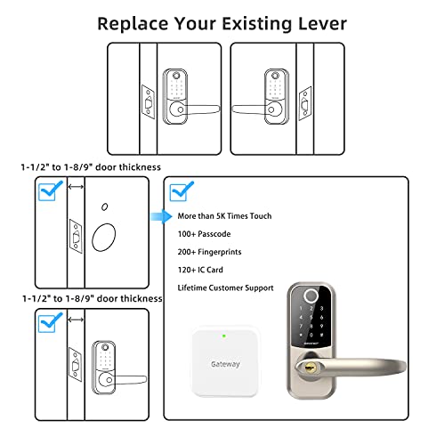 Smart Lock, SMONET Deadbolt Lock with Keypad, Keyless Entry Biometric Fingerprint Front Door Locks, Bluetooth Electronic Digital Lock with Reversible Handle, App Control, IC Card for Home, Apartment | The Storepaperoomates Retail Market - Fast Affordable Shopping