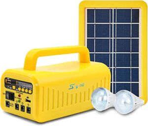 Solar Generator Portable Power Station – Soyond Portable Battery Generator with Solar Generator (Solar Panel Included) 8000mAh Battery 2 LED Bulbs Fm Radio for Outdoors Camping Travel Emergency
