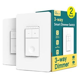 TREATLIFE 3 Way Smart Dimmer Switch 2 Pack, 2 Master Dimmer Switch Compatible with Alexa, Google Assistant, WiFi Light Switch Remote Control, Neutral Wire Needed, Schedule, No Hub Required