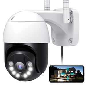 Security Cameras Outdoor, Morecam Wired 360° PTZ WiFi Cameras for Home Security with Mobile App, 2.4G WiFi Surveillance Camera Outside with Night Vision Motion Detection Works with Alexa