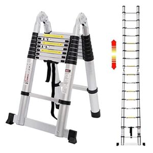 NEOCHY Lightweight Foldable Portable Telescoping Ladder Double Telescopic Ladder Versatile Foldable Extendable Portable Multipurpose Ladder for All Your DIY (Size : 2.2M+2.2M)