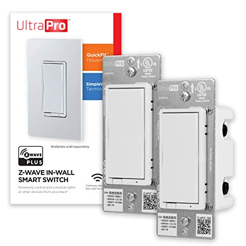 UltraPro Z-Wave Smart Rocker Light Switch with QuickFit and SimpleWire, 3-Way Ready, Works with Alexa, Google Assistant, ZWave Hub Required, Repeater/Range Extender, White Paddle Only, 2-Pack, 54890 | The Storepaperoomates Retail Market - Fast Affordable Shopping