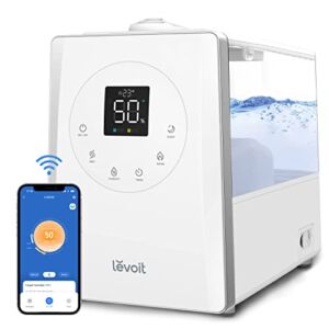LEVOIT Humidifiers for Bedroom Large Room Home, 6L Warm and Cool Mist Top Fill Ultrasonic Air Vaporizer, Smart App & Voice Control, Quickly Humidify Whole House up to 753 sq.ft, Sleep Mode, Timer