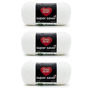 Red Heart Super Saver Yarn, 3 Pack, White 3 Count