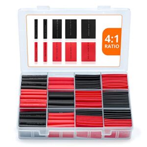 Wirefy 190 PCS Heat Shrink Tubing Kit – 4:1 Dual Wall Tube – Adhesive Lined – Marine Shrink Tubing – Black, Red