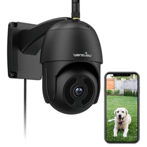 Outdoor Security Camera, Wansview 1080P Pan-Tilt 360° Surveillance Waterproof WiFi Cameras, Night Vision, Two-Way Audio, Motion Detection, Remote Access, Compatible with Alexa W9 (Black)