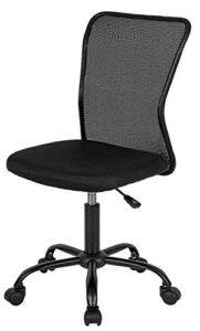 Home Office Chair Mid Back Mesh Desk Chair Armless Computer Chair Ergonomic Task Rolling Swivel Chair Back Support Adjustable Modern Chair with Lumbar Support (Black)