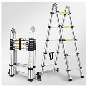 NEOCHY Lightweight Foldable Portable 18 FT Aluminum Telescoping Extension Ladder with Carry Bag Retraction Telescopic Collapsible Ladder，with Locking Mechanism Non-Slip (Size : 10ft)