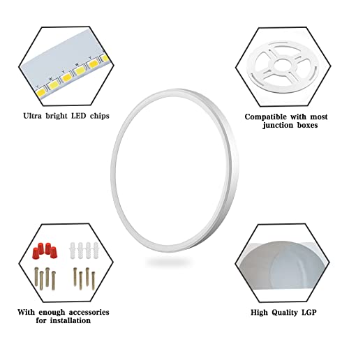 6 Pack（No Remote) 28W 3200lm Flush Mount LED Ceiling Light , Super Thin 12 inch, 5000K Daylight, Undimmable Ceiling Light Surface Mount for Bedroom, Living Room, Dining Room(Six Pack, White) | The Storepaperoomates Retail Market - Fast Affordable Shopping