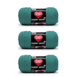 Red Heart Super Saver Jade Yarn – 3 Pack of 198g/7oz – Acrylic – 4 Medium (Worsted) – 364 Yards – Knitting/Crochet