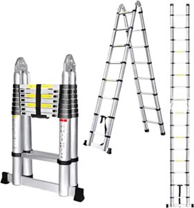 Non-Slip Folding Ladder – Little Giant Ladder – Extension Ladder – Ladder stabilizer, Home Use – 330 lb Capacity – 16.5 ft Aluminum Telescopic Extension Runners