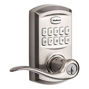Kwikset 99170-001 SmartCode 917 Keypad Keyless Entry Traditional Residential Electronic Lever Deadbolt Alternative with Tustin Door Handle and SmartKey Security, Satin Nickel