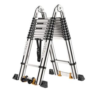 NEOCHY Lightweight Foldable Portable 26ft Aluminum Telescoping Extension Ladder Multi-Purpose Folding Telescoping Ladder A-Frame Lightweight Portable (Size : 11ft)