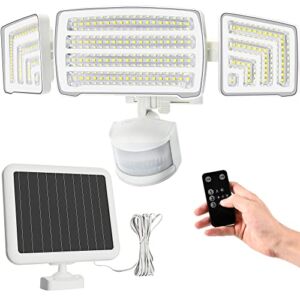SOLPEX Solar Lights Outdoor, 1800LM 150 LED Solar Motion Sensor Flood Lights with Remote Control, 360° Wide Angle Illumination, 3 Adjustable Heads, 3 Modes, IP65 Waterproof Solar Security Lights
