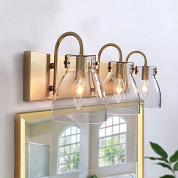 KSANA 3-Light Modern Vanity Light Fixture, Brass Bathroom Lighting with Clear Glass Shades, 22” L | The Storepaperoomates Retail Market - Fast Affordable Shopping
