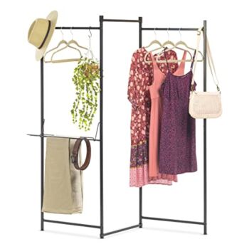 IRIS USA Clothes Rack, Collapsible Clothing Rack, Foldable Clothes Drying Rack, Garment Rack with Shelf, Black Clothing Rack with 3 Panels | The Storepaperoomates Retail Market - Fast Affordable Shopping