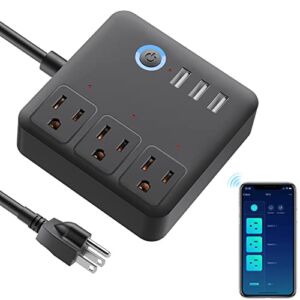 Smart Plug Power Strip, WISEBOT USB Surge Protector with 3 Individually Controlled Smart Outlets and 3 USB Ports, Works with Alexa & Google Home, WiFi Timer Plug Extender for Travel, 2.4G WiFi Only