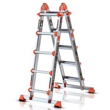 LANBITOU Ladder, A Frame 5 Step Ladder Extension, 17 Ft Anti-Slip Multi Position Ladder, Storage Folding Ladder, 330 lbs Security Load Telescoping Aluminum Ladders for Stairs Home Indoor Outdoor Roof | The Storepaperoomates Retail Market - Fast Affordable Shopping