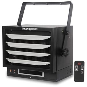 KEN BROWN 7500W Digital Fan Forced Ceiling Mount Heater, Electric Garage Heater with Full-Function Remote, Digital Thermostat and 8-Hour Timer for Garage, Shop, Workshop, Warehouse or Storage Area