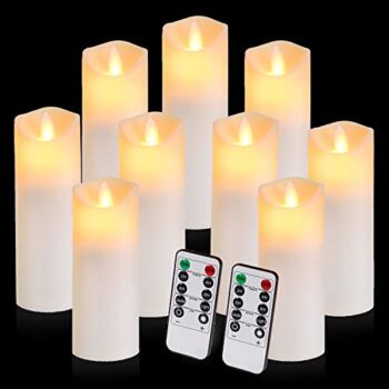 Aignis Flickering Flameless Candles with 10-Key Timer Remote, Exquisite Decor Battery Operated Candles Outdoor Heat Resistant with Realistic Moving Wick LED Flames | The Storepaperoomates Retail Market - Fast Affordable Shopping