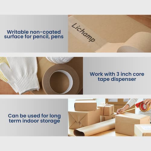 Lichamp Brown Packing Tape, Kraft Paper Tape Brown Gummed Tape for Packing Boxes, Shipping Cardboard and Carton Sealing, 6 Rolls x 2 inch x 55 Yard x 7 mil, B206BN | The Storepaperoomates Retail Market - Fast Affordable Shopping