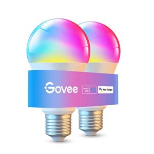 Govee Smart Light Bulbs, RGB Color Changing Light Bulbs Work with Alexa & Google Assistant, 9W 60W Equivalent A19, Brightness Dimmable & Tunable White LED WiFi Light Bulb, No Hub Required, 2 Pack