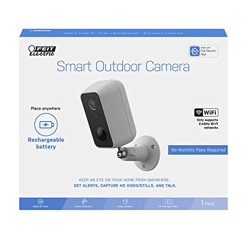 Feit Electric CAM/WM/WiFi/BAT 1080p HD Outdoor Battery Powered WiFi Smart Home Security Camera with Night Vision, 2-Way Audio, White | The Storepaperoomates Retail Market - Fast Affordable Shopping