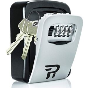 Key Lock Box for Outside – Rudy Run Wall Mount Combination Lockbox for House Keys – Key Hiders to Hide a Key Outside – Waterproof Key Safe Storage Lock Box (Without Shackle)
