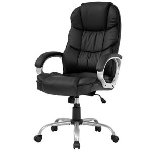 Office Chair Computer High Back Adjustable Ergonomic Desk Chair Executive PU Leather Swivel Task Chair with Armrests Lumbar Support (Black)