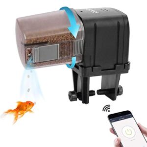 [Upgrade] WiFi Control Automatic Fish Feeder with APP Lychee Aquarium Automatic Fish Feeder, WiFi Control Auto Fish Food Dispenser for Home Office (Black)