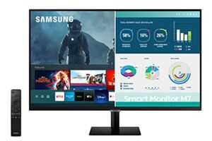 SAMSUNG 32″ M7 Smart Monitor&Streaming TV, 4K UHD, Adaptive Picture, Ultrawide Gaming View, Watch Netflix, HBO, PrimeVideo, AppleAirplay, Alexa,BuiltIn Speakers, Remote,HDMI,USB-C,LS32AM702UNXZA,Black