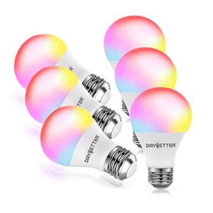 DAYBETTER Smart Light Bulbs, RGBCW Wi-Fi Color Changing Led Bulbs Compatible with Alexa & Google Home Assistant, A19 E26 9W 800LM Multicolor Led Light Bulb, No Hub Required, Light Bulbs 6 Pack