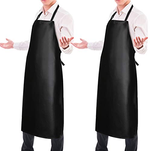 2 Pack Waterproof Rubber Vinyl Apron 40″ Light Duty Model Chemical Resistant Work Apron Clothes Durable Extra Long Black with Adjustable Bib Apron for Dishwashing Lab Work Butcher Cleaning Fish Black | The Storepaperoomates Retail Market - Fast Affordable Shopping