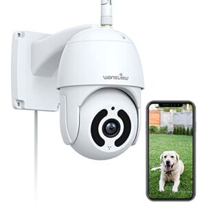 Security Camera Outdoor,Wansview 1080P Pan-Tilt 360° Surveillance Waterproof WiFi Camera, Night Vision, 2-Way Audio, Smart Siren, SD Card Storage& Cloud Storage and Works with Alexa W9
