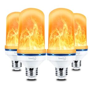 Yewclls LED Flame Effect Light Bulb, 4 Modes E26 Base Fire Light Bulbs with Gravity Sensor, Flickering Light Bulb for Indoor / Outdoor / Home / Christmas Decoration (4 Pack)
