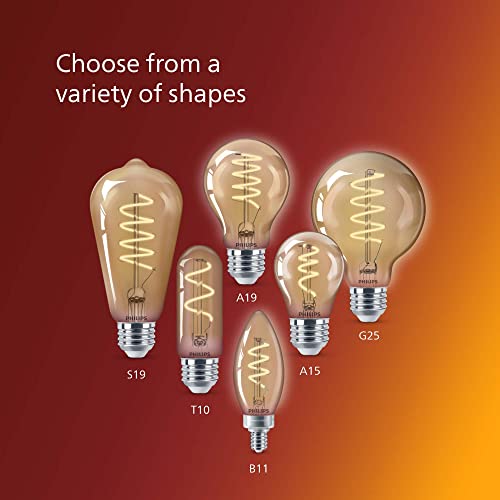 Philips LED Vintage Flicker-Free Amber Spiral A19, Dimmable, Eyecomfort Technology, 400 Lumen, Amber Light(2000K), 6.5W=60W, Title 20 Certified , E26 Base, 1-Pack (565796) | The Storepaperoomates Retail Market - Fast Affordable Shopping