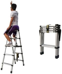 NIVOK Ladders Telescoping Ladder Easy to Carry Folding Telesladder Lightweight Aluminum Extension Ladder for Indoor and Outdoor Work Use/100.3In