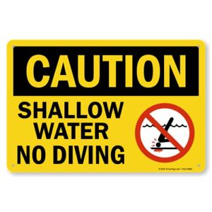 SmartSign “Caution – Shallow Water, No Diving” Sign | 10″ x 15″ Plastic