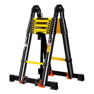 Lightweight Foldable Portable Telescoping Ladders Telescoping Ladder Aluminum Telescopic Extension Multi Purpose Ladders – Extendable with Spring Load Locking Mechanism Non-Slip Ladders ( Size : 22ft