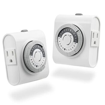 GE 24-Hour Heavy Duty Indoor Plug-in Mechanical 2 Pack, 2 Grounded Outlets, 30 Minute Intervals, Daily On/Off Cycle, for Lamps, Seasonal Lighting, Holiday Decorations, 46211 Timer, Gray/White, 2 Count | The Storepaperoomates Retail Market - Fast Affordable Shopping