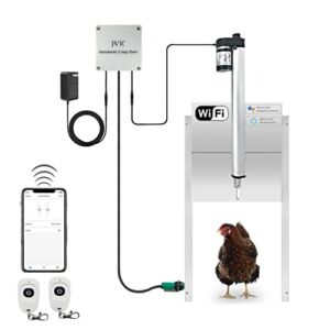JVR Chicken Coop Door Automatic Smart 2.4 GHz WIFI Opener with Safety Mechanism, Work With Alexa & Google Assistant, Rainproof Sunrise/Sunset Timer Controller Actuator Motor APP/Remote (Smart Version)