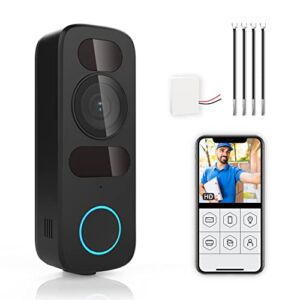 JLAZGJ Wired Video Doorbell Camera, 1080P HD, 140° View, IR Night Vision, Motion Detection, 2-Way Audio (existing doorbell Wiring & Mechanical Chime Required), Compatible with Alexa