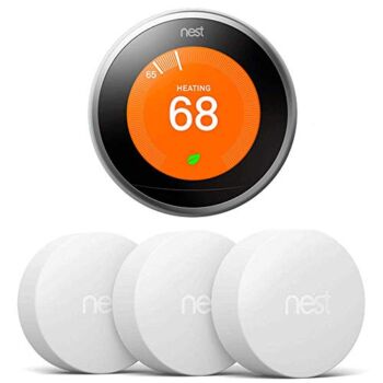 Nest T3007ES Learning Thermostat – 3rd Gen – (Stainless Steel) with 3 Pack Nest T5001SF Temperature Sensor | The Storepaperoomates Retail Market - Fast Affordable Shopping