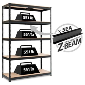 HOMEDANT Z-BEAM Heavy Duty Wide Size Garage Storage, 5-Tier Adjustable Metal Shelving Unit Utility Rack Shelves Organization Multipurpose Shelf, Shed Warehouse Basement 47.7″W x 18.2″D x 71.3″H, 1Pack