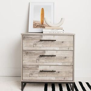 Signature Design by Ashley Neilsville Industrial 3 Drawer Chest of Drawers, Whitewash