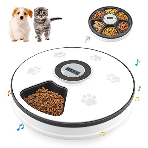 Chintu Automatic Cat Feeder, Auto Cat Food Dispenser – 6 Meals Pet Wet Food Dispenser for Small Dog with Programmable Timer Portion Control Timed Cat Feeder with Voice Reminder | The Storepaperoomates Retail Market - Fast Affordable Shopping