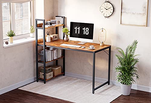 CubiCubi Computer Desk 47 inch with Storage Shelves Study Writing Table for Home Office,Modern Simple Style, Rustic Brown | The Storepaperoomates Retail Market - Fast Affordable Shopping