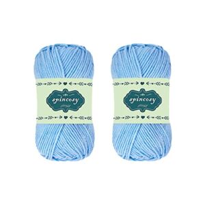 2 Skeins Soft Crochet Yarn, 100g 280 Yards Assorted Colors 4ply Acrylic Yarn,Yarn for Crochet & Hand Knitting by spincosy (Light Blue)